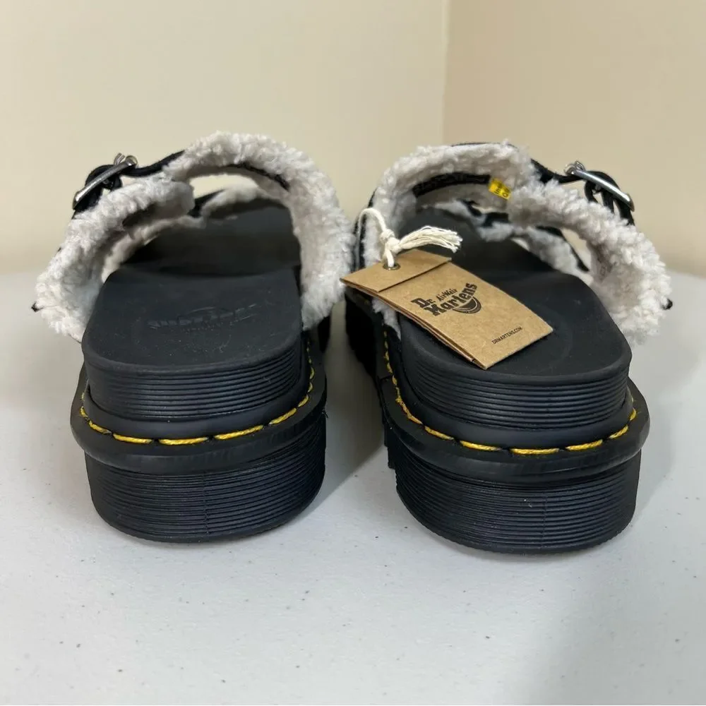 NWT Dr. Martens Myles Suede Faux Fur Lined Buckle Sandal Unisex M 11 W 12